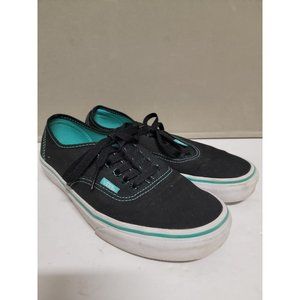 Vans Authentic Women 8.5 Men 7 Shoes Black Teal Canvas Casual Skate Sneakers